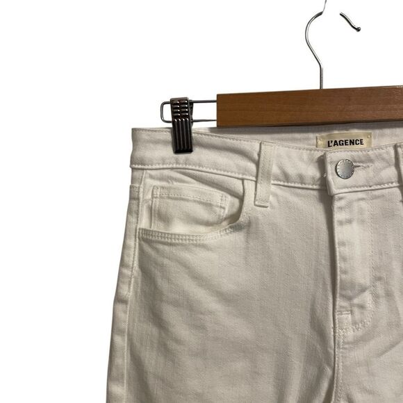 L’Agence Nadia High Rise Cropped Straight Blanc White Capri Jeans Size 26 - Picture 3 of 8